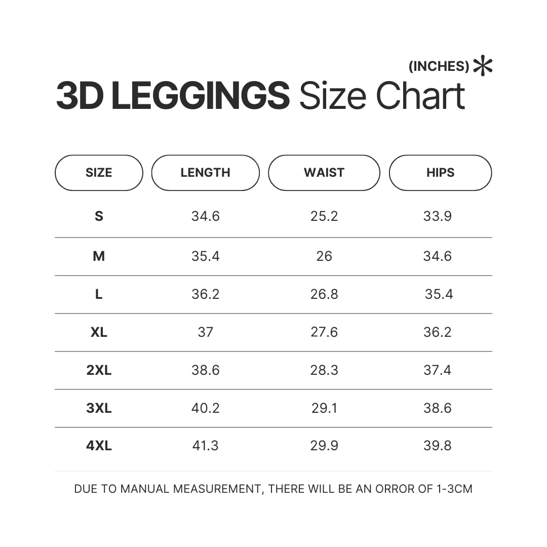 Leggings Size Chart - Darksiders Merch