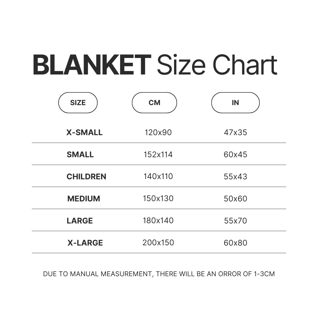 Blanket Size Chart - Darksiders Merch