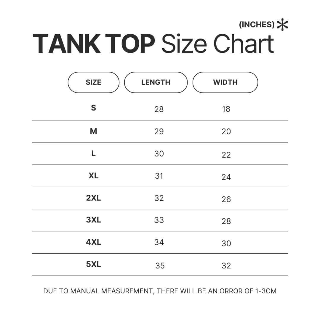 Tank Top Size Chart - Darksiders Merch