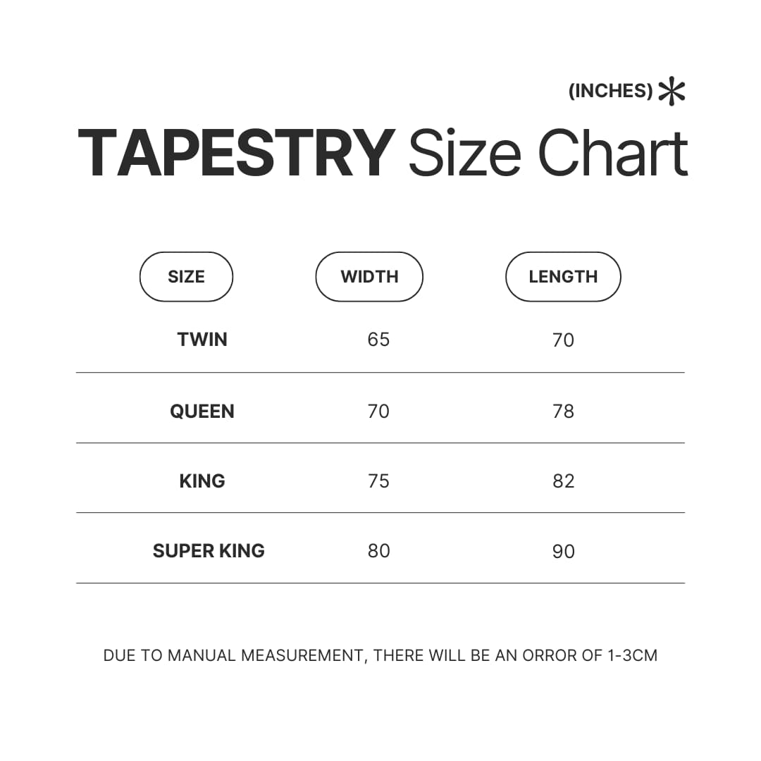 Tapestry Size Chart - Darksiders Merch