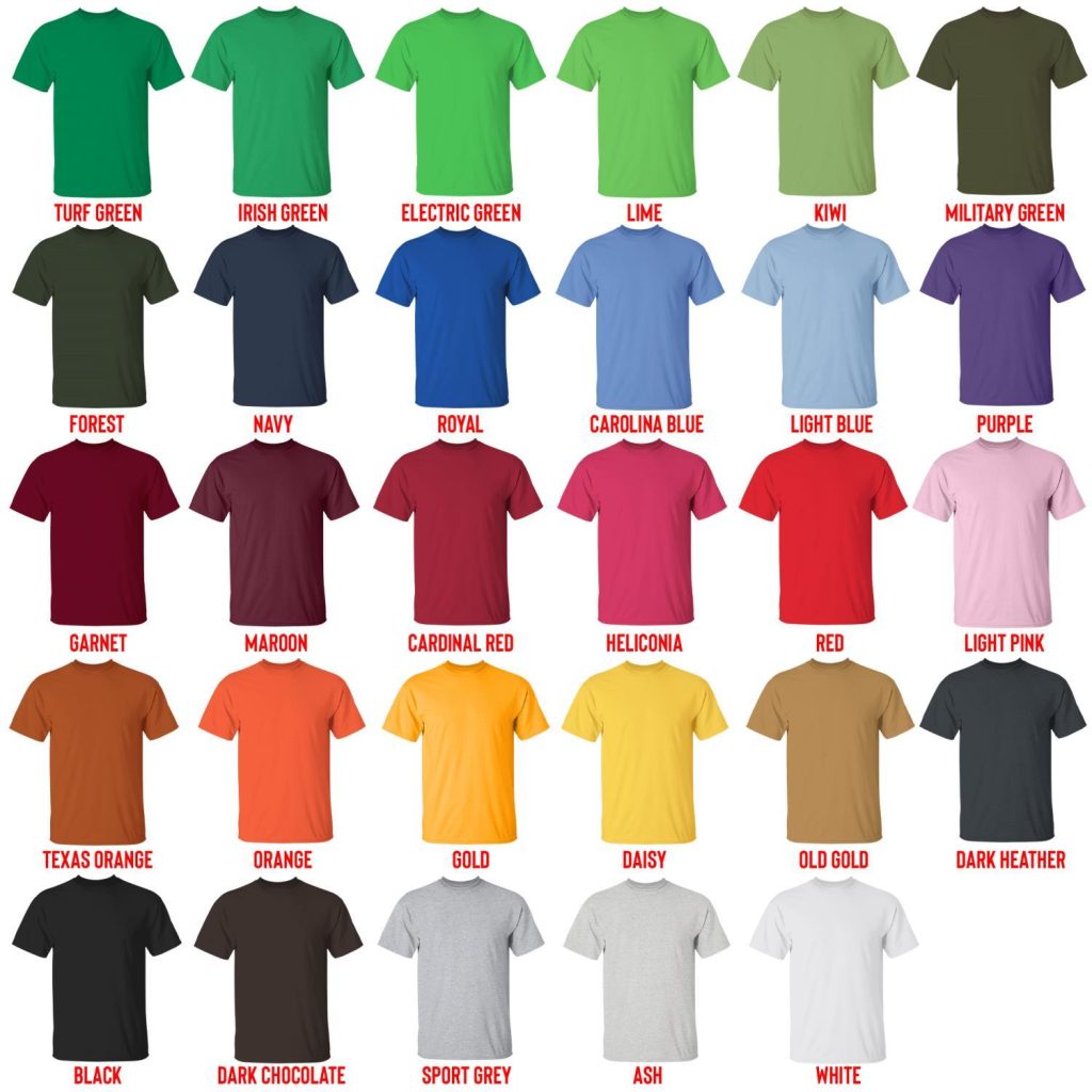 t shirt color chart - Darksiders Merch