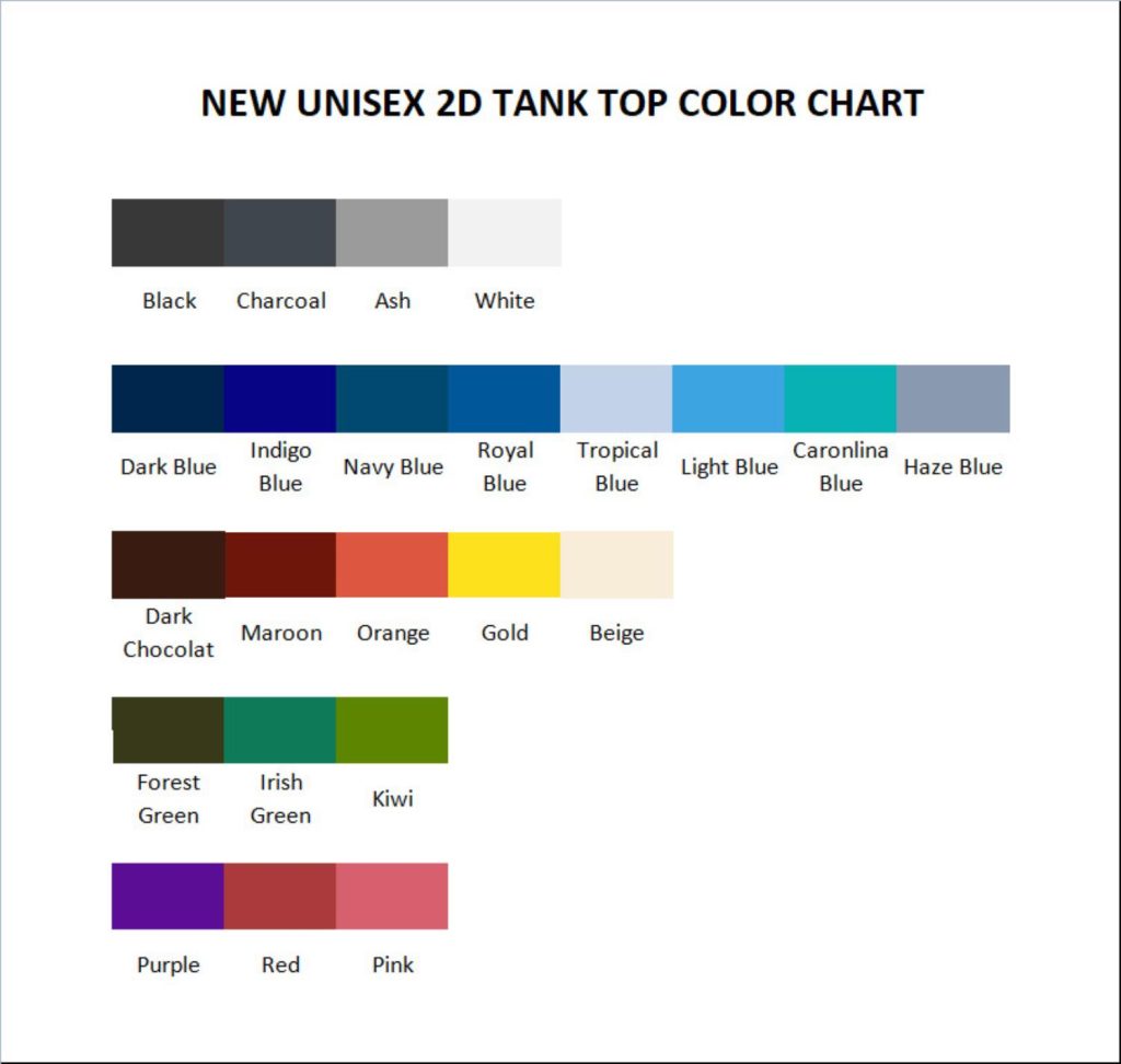 tank top color chart - Darksiders Merch